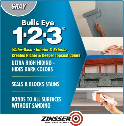 Miniatura 2 de Zinsser 285090 Bulls Eye 1-2-3 Imprimación a base de agua, 5 galones, gris