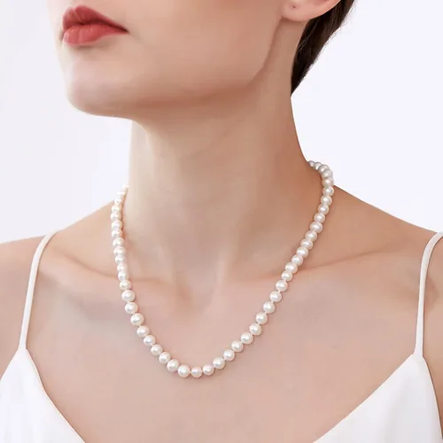 Miniatura 5 de Freshwater Cultured Pearl Necklaces for Women AAA 16"-18" Wedding Jewelry for Bride Mother Birthday Day Gift for Wife Mom Teen