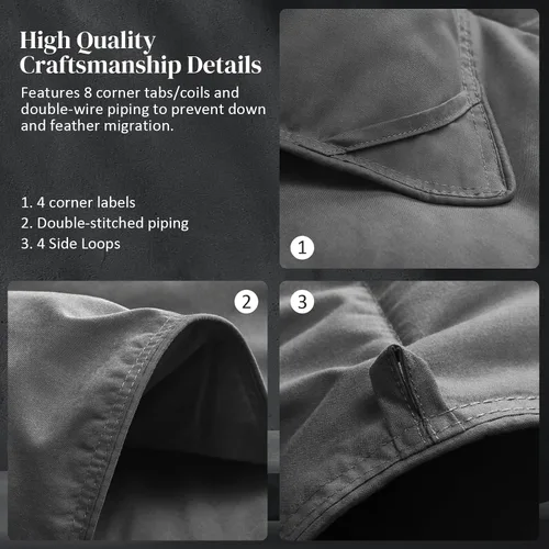 Miniatura 6 de Dreamhood Edredón de fibra de plumas tamaño individual, relleno de edredón mullido y transpirable gris oscuro, ultra suave, edredón de lujo