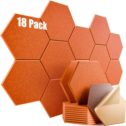 Miniatura 11 de Paquete de 12 paneles acústicos autoadhesivos de 12 x 10 x 0.4 pulgadas, paneles de espuma a prueba de sonido con alta densidad, diseño forrado