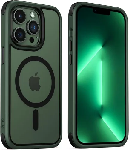 Miniatura 15 de Mobnano Funda para iPhone 13 Pro, compatible con MagSafe, funda transparente con anillo magnético, diseño multicolor protector a prueba de golpes