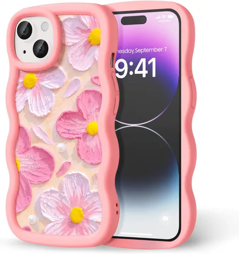 Miniatura 239 de Compatible con iPhone SE/8/7 Funda para Mujeres y Niñas, Marco Ondulado Rizado con Patrón Lindo, Estética Delgada Suave Silicona TPU Parachoques