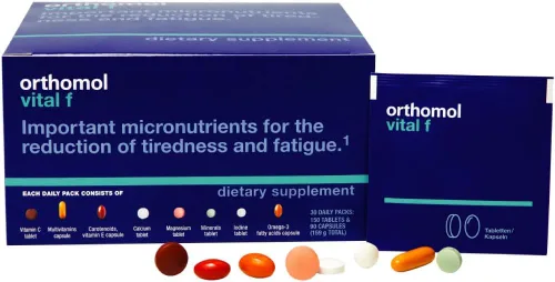 Miniatura 7 de Orthomol Vital F Polvo y Tableta en Sobre, Multivitamínico para Mujeres, Suministro de 30 Días, Vitaminas A, B, C, D, E, K, Calcio, Yodo, Omega-3