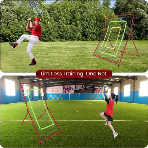 Miniatura 8 de Red de rebote de voleibol 2 en 1: red de rebote convertible de 7 x 3.5 pies y red de rebote de 5.5 x 4.5 pies para béisbol, sóftbol, voleibol