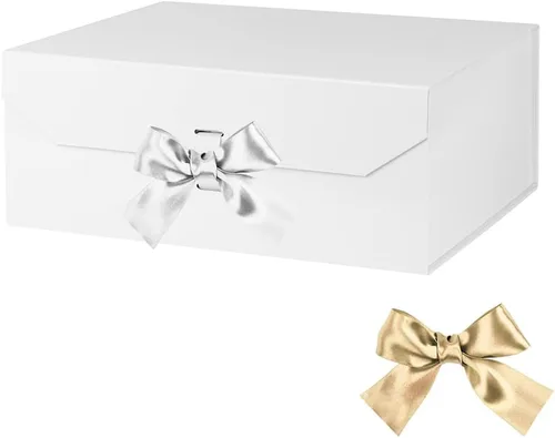 GoooodGift Caja de regalo grande blanca de 13 x 11 x 5.3 pulgadas, caja de regalo con tapa cierre magnético, Navidad, cajas de regalo plegables