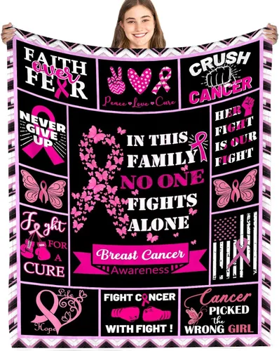 Miniatura 9 de Manta de cáncer de mama para mujer, regalos para sobrevivientes de cáncer de mama para mujeres, regalos inspiradores para mujer, manta de regalo