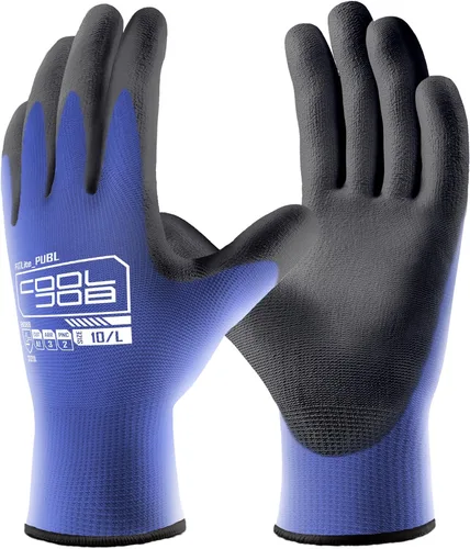 Miniatura 8 de COOLJOB Paquete de 12/60 pares de guantes de trabajo de seguridad a granel con revestimiento de poliuretano de agarre, guantes de punto sin costuras