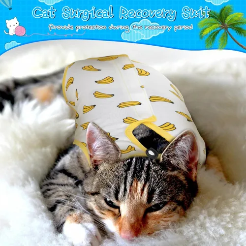 Miniatura 6 de Kacctyen Juego de 6 Trajes de Recuperación para Gatos Después de Cirugía Hembra y Macho Gatito Traje de Cirugía Alternativa al Collar E Pijama Ropa