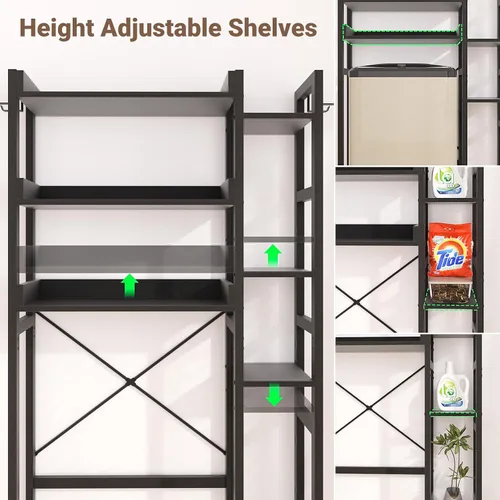Miniatura 6 de Besiost - Estante de almacenamiento sobre el inodoro con 2 cajones - Organizador de baño de 7 niveles con estante ajustable, estante de ahorro