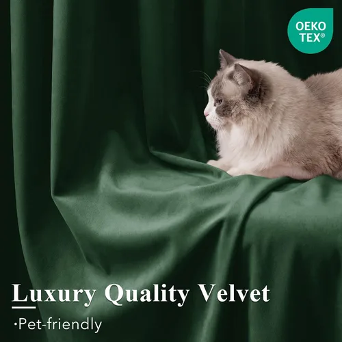 Miniatura 220 de StangH Cortinas de Terciopelo Verde Esmeralda de 96 Pulgadas - Cortinas Opacas de Terciopelo de Lujo Súper Suaves, Elegante Cobertura de Ventana