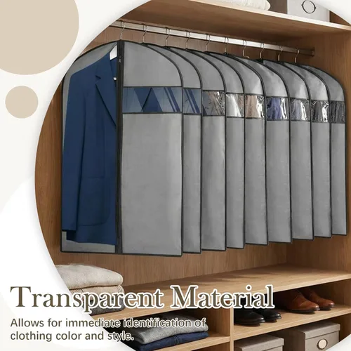 Miniatura 5 de Amylove 10 bolsas de traje de 24 x 40 pulgadas a granel para viajes y almacenamiento en el armario, bolsas de ropa para colgar ropa con cremallera