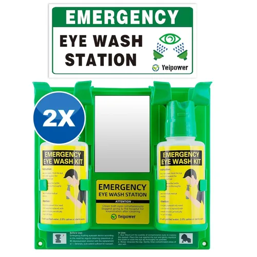 Estación portátil de lavado de ojos aprobada por la OSHA, kit de limpieza de ojos de emergencia mejorado, kit de descarga de ambos ojos 2 pzas