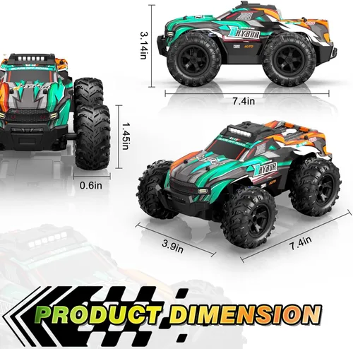 Miniatura 6 de BLUEJAY Auto a control remoto, 1:16 todo terreno de alta velocidad RC camión para niños, camión Monster RC recargable con luces LED geniales