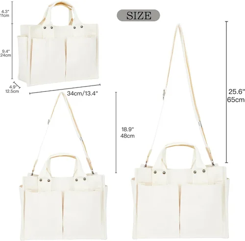 Miniatura 5 de YCPURSEDN Bolsas de lona con múltiples bolsillos simples y de moda para mujer