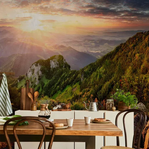 Miniatura 6 de artgeist Mural de pared con paisaje de 77 x 55 pulgadas, papel tapiz autoadhesivo extraíble para decoración de pared, diseño de montañas