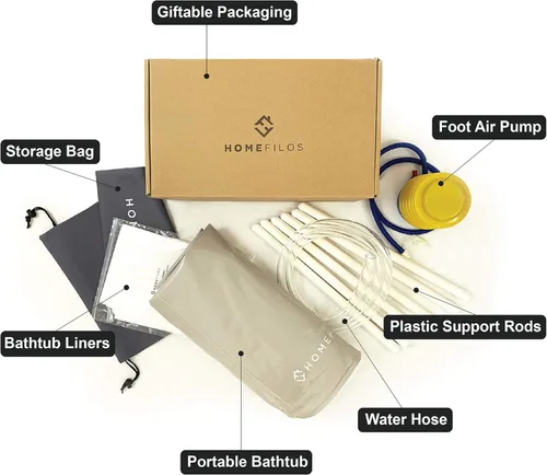 Miniatura 3 de Bañera portátil (grande) de Homefilos, baño de hielo y sumersión fría para atletas, bañera japonesa inflable de tamaño adulto para regadera