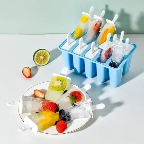 Miniatura 4 de Moldes de silicona para paletas de hielo, sin BPA, 10 cavidades, fácil liberación, con 10 varillas reutilizables, embudo y cepillo de limpieza