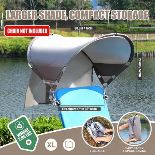 Miniatura 2 de Toldo universal XL resistente al viento para silla, extra grande plegable UPF 50+ con abrazadera ajustable, se adapta a la mayoría de la playa