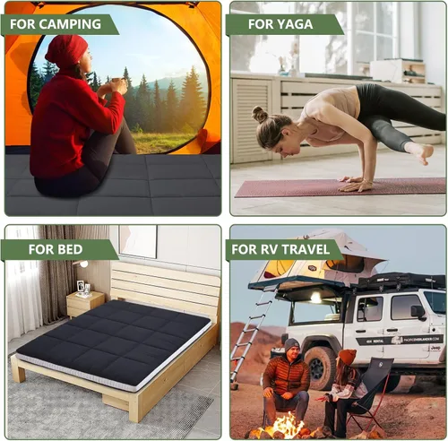 Miniatura 7 de Colchón japonés de suelo futón, cubrecolchón plegable grueso de tatami, colchón enrollable, tapete plegable para dormir, tumbona transpirable