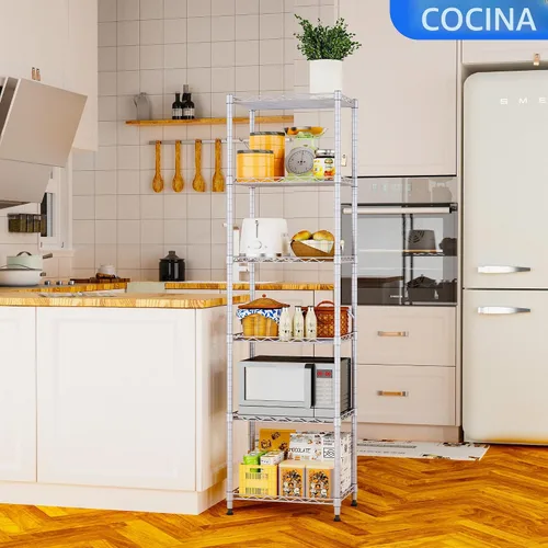 Miniatura 2 de REGILLER Estantería de Alambre de 6 Niveles de Acero, Unidad de Almacenamiento con Estantes Ajustables para Lavandería, Baño, Cocina, Despensa