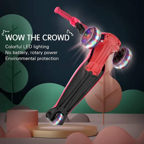 Miniatura 2 de LOL-FUN Scooter para niños de 3 a 12 años de edad con luces LED de 3 ruedas, extra ancho plegable para niños de 3 a 5 años con 4 alturas ajustables