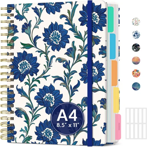 Miniatura 19 de Cuadernos de espiral con tapa dura para el trabajo con divisores y pestañas removibles, de 8.5"x11" con 5 divisiones para tomar notas y organizador
