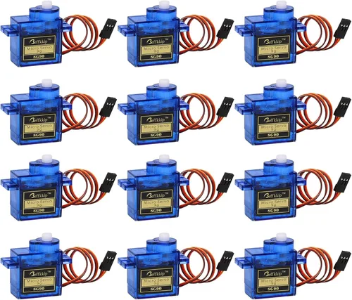 12 piezas de servos micro SG90 de 0.317 oz. para control remoto de robot, helicóptero, avión, auto, barco