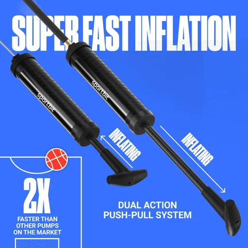Miniatura 4 de SPORTBIT Bomba de bola para pelotas deportivas – Sistema de inflado de empuje y tracción – Bomba de mano para todas las pelotas de ejercicio – Bomba