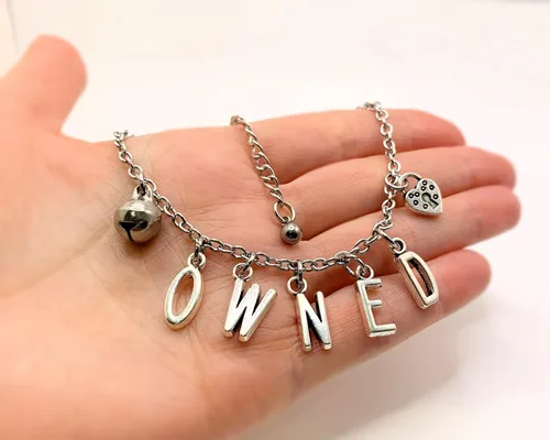 Miniatura 3 de Joyería de pulsera tobillera con dije de cerradura - BDSM Bondage, Acero inoxidable, Ágata