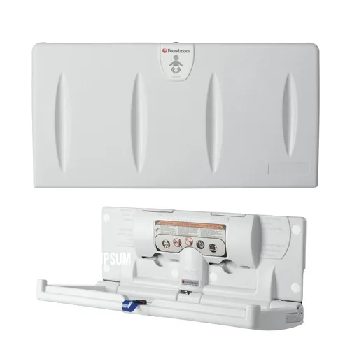 Miniatura 9 de Foundations Cambiador de bebé horizontal clásico con placa trasera de montaje EZ, montado en la pared, correa de seguridad ajustable con una sola