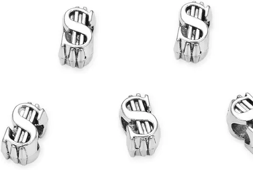 Miniatura 10 de 20 cuentas sueltas de fresa con agujero grande (agujero de 0.177 in) espaciador de metal plateado antiguo para manualidades de joyería MEC-F5
