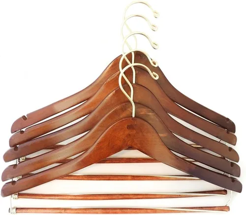 Miniatura 5 de Quality Hangers Perchas de madera hermosas y resistentes para trajes, perchas curvadas ideales para viajeros, perchas resistentes con barra