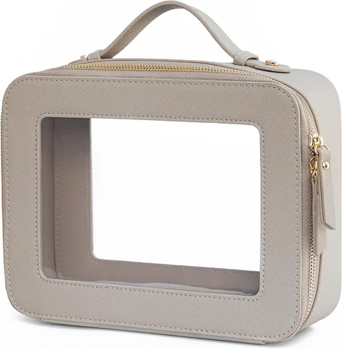 Miniatura 23 de Bolsa de maquillaje transparente Popvibe, estuche de cosméticos de viaje con cremallera, bolsa de aseo transparente con cremallera, organizador Malva