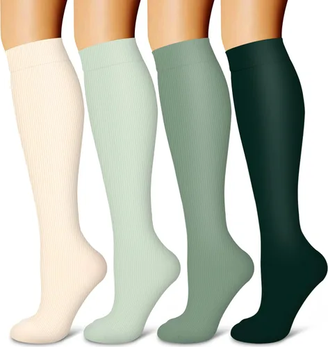 Miniatura 51 de Laite Hebe 4 pares de calcetines de compresión para mujeres y hombres, el mejor apoyo para enfermeras, correr, atletismo