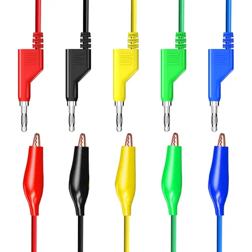 Miniatura 6 de Goupchn Stackabe Banana Plug to Alligator Clips Cables de prueba 5 colores Cables eléctricos flexibles suaves para pruebas eléctricas multímetro