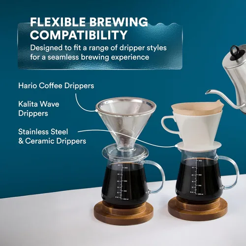 Miniatura 4 de Glass Range - Servidor de café para verter sobre café y té, 20.3 fl oz/20oz Ovalware apto para microondas y resistente al calor, cuerpo de vidrio