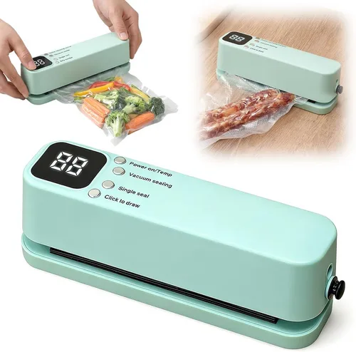 Nueva máquina selladora al vacío, 60 kpa de alimentos con modos secos y húmedos 3 en 1 y mango de temporizador digital, diseño bloqueado, 6 bolsas