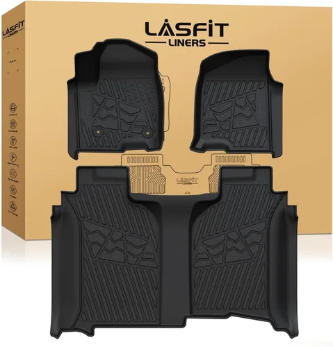 Miniatura 20 de LASFIT Juego completo de tapetes de elastómero termoplástico para todo tipo de clima de ajuste personalizado para automóviles, de 1ª y 2ª fila, 3