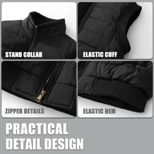 Miniatura 64 de Msmsse Chalecos de invierno para hombre, con forro polar, acolchado, casual, sin mangas