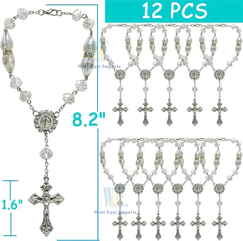 Miniatura 2 de Rosario de la década de cristal Bautizo Fiesta Favor (12 piezas) Quinceañera Boda Primera Comunión Niño Niña Regalo Bautizo Celebración de Eventos