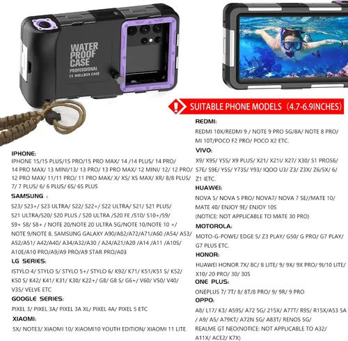 Miniatura 6 de Funda impermeable para teléfono Samsung Galaxy A14 5G, protector de pantalla con correa, protector de cuerpo completo, resistente a prueba de golpes