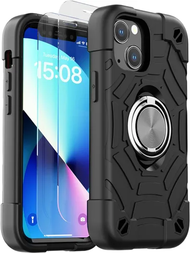 Miniatura 14 de KCJ Funda para iPhone SE 2022/2020, iPhone 8/7/6/6S, con [2×Protectores de Pantalla][Soporte de Anillo] Silicona Suave+PC Duro Protección Completa