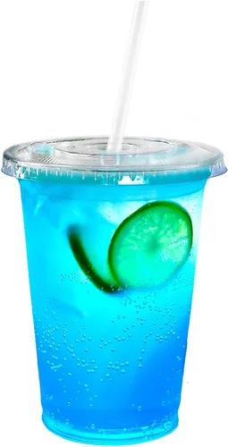 Miniatura 3 de Vasos desechables grandes de plástico transparente con tapas y pajitas, 200 unidades, 16 onzas (onzas) taza de PET transparente para batidos fríos
