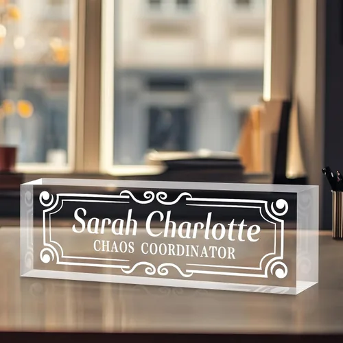 Miniatura 18 de Placa de nombre personalizada para escritorio, placa de nombre personalizada en cristal acrílico transparente, regalos de agradecimiento para Tinta