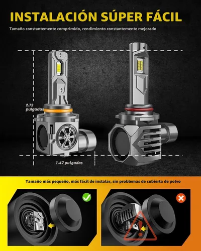 Miniatura 3 de Termitor Bombillas LED 9005/HB3, 30000 lúmenes, 800% ultra brillo, tamaño halógeno 1:1, blanco frío 6500K, vida útil de 10 años con ventilador