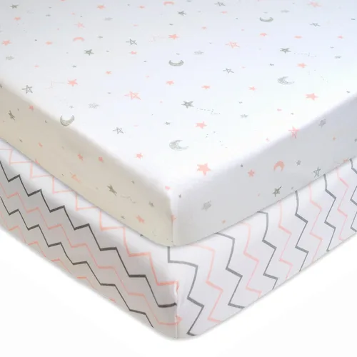 Miniatura 22 de American Baby Company - Juego de 2 sábanas ajustadas de mini cuna 100% algodón natural 38" x 24" - Sábanas portátiles pequeñas y transpirables