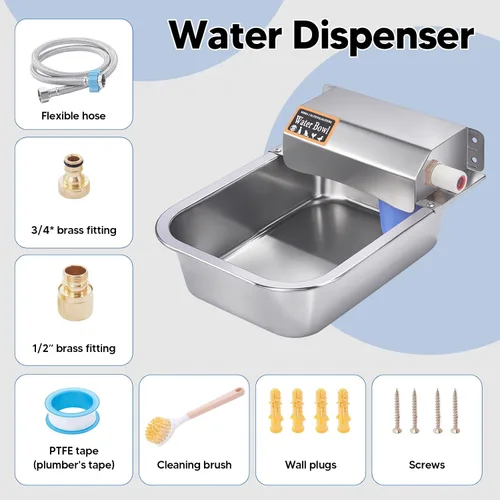 Miniatura 8 de Dispensador automático de agua para perros, dispensador de agua para perros de 3 L, alimentador de agua de acero inoxidable para interiores