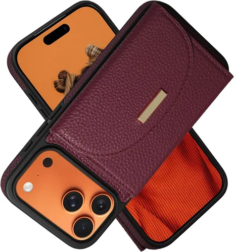 Miniatura 21 de Funda tipo cartera para iPhone 15 Pro de 6.1'', funda plegable con ranuras para tarjetas, soporte con anillo y atril, cubierta protectora tipo folio