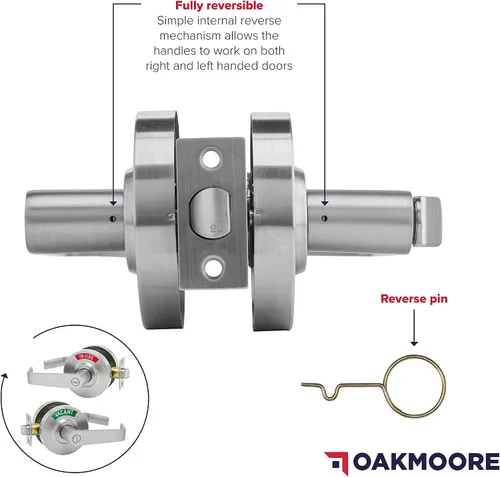 Miniatura 5 de Manija de puerta comercial OAKMOORE Cerradura para baño vacante, ocupado y comercial para baño público y edificios industriales
