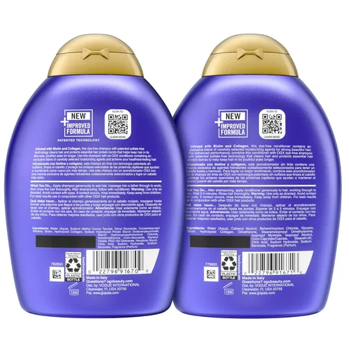 Miniatura 9 de OGX Espeso y Abundante + Biotina y Colágeno para Volumen y Cuerpo del Cabello, Champú y Acondicionador Voluminizador Sin Sulfatos para Cabello Fino